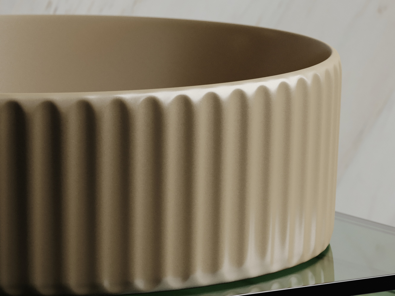 Умывальник чаша накладная круглая (цвет Капучино Матовый) Элемент (Element) 360x360x115мм, артикул CN6057MC