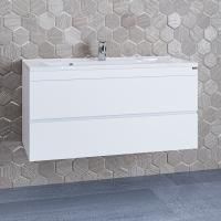 Тумба под раковину Санта Марс 100 см, 700188е, 2 ящика, подвесная, белый ум. Elen 100 литой мрамор)