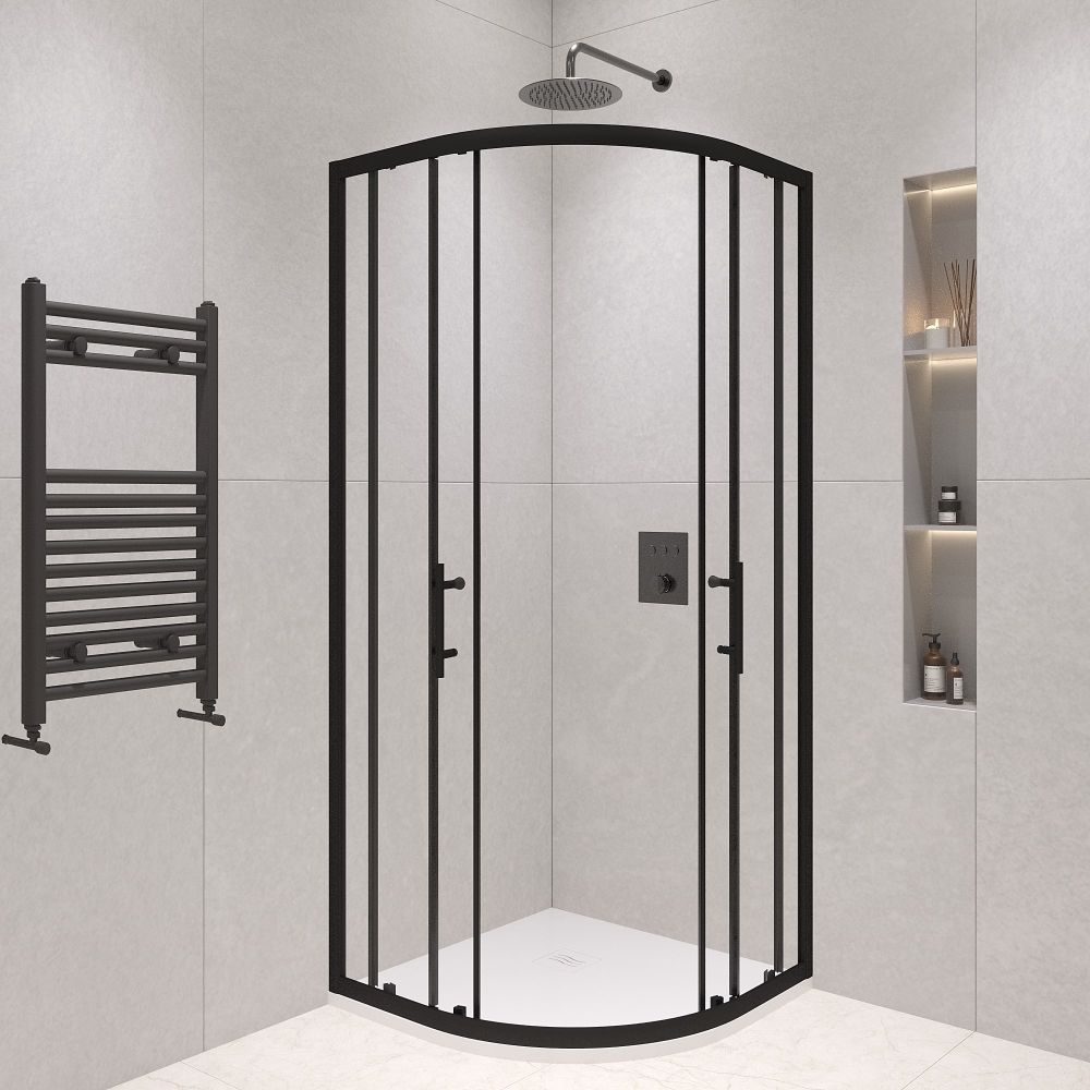 Душевой уголок полукруглый, стеклянный с раздвижными дверями на роликах - RGW PA-51B (Прозрачное, 900x900)