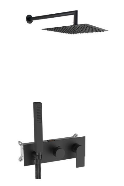 AQG Alpha, душевой комплект EC238 на 2-3 потребителя, с настенным кронштейном, цвет черный матовый