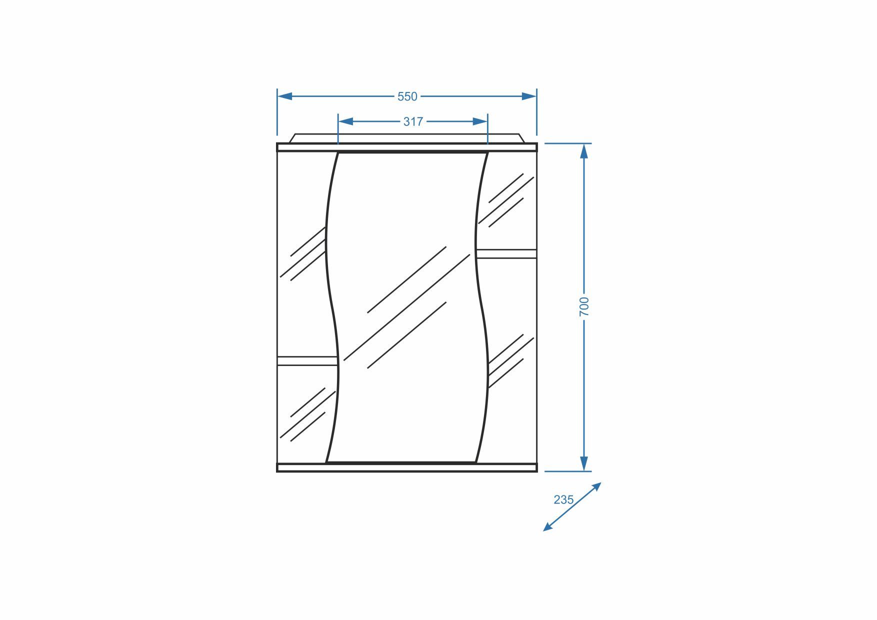 Зеркало-шкаф "Лолита 55/С", правое