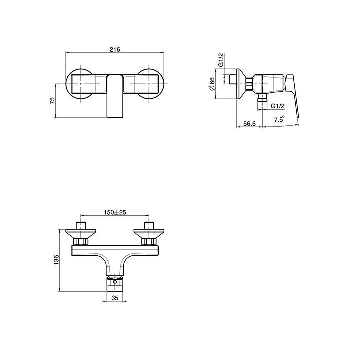 FIMA|Carlo Frattini Fit Смеситель для душа, настенный, без душ. комплекта, цвет: белый матовый