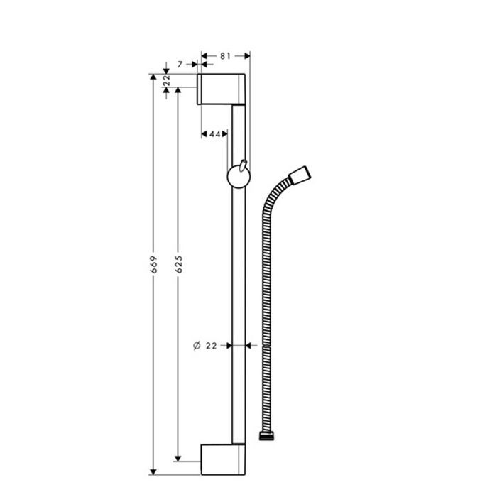 Штанга для душа, Hansgrohe, Unica, Crometta, длина штанги, мм-650, держатель ручного душа-есть, шланг-есть, длина шланга, мм-1600, цвет-хром Штанга для душа, Hansgrohe, Unica, Crometta, длина штанги, мм-650, держатель ручного душа-есть, шланг-есть, длина шланга, мм-1600, цвет-хром