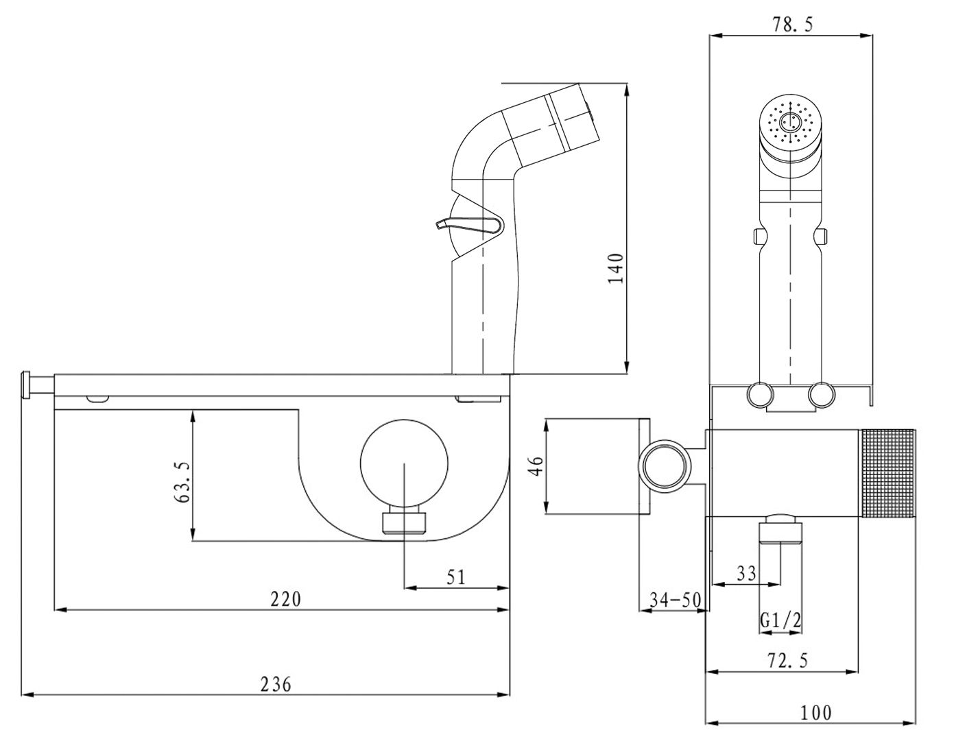 Смеситель Bangkok Black скрытого монтажа с гиг. душем, артикул: SMHBGB