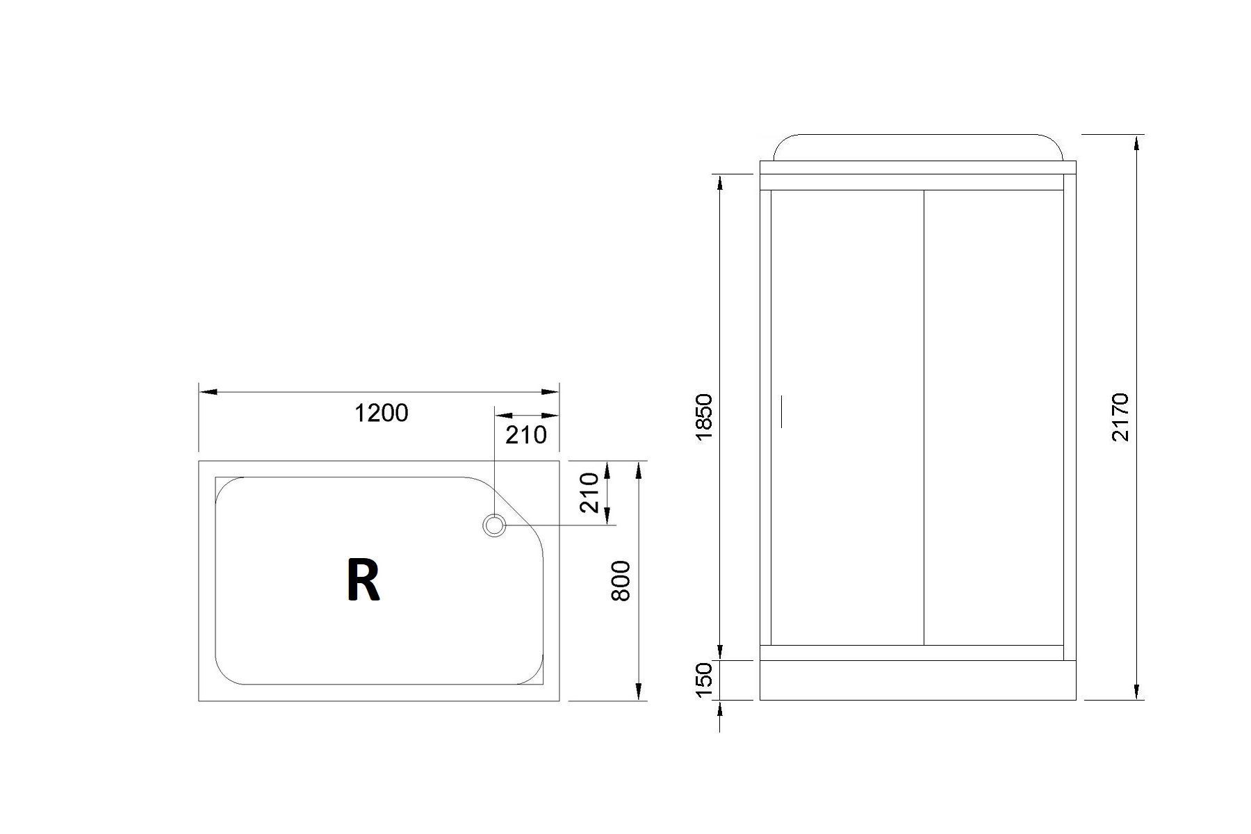 Душевая кабина Royal Bath RB 8120HP2-T (прозрачное) правая Душевая кабина Royal Bath RB 8120HP2-T (прозрачное) правая