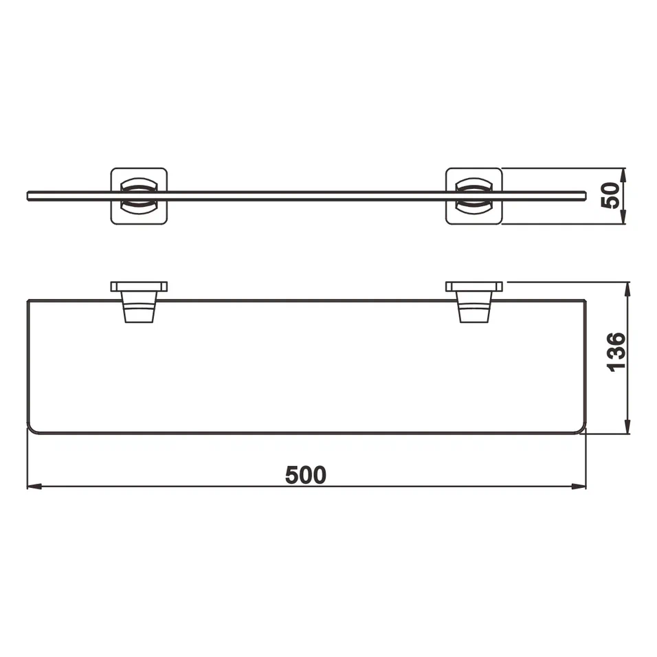 Полка стеклянная Rose RG1519H, черный