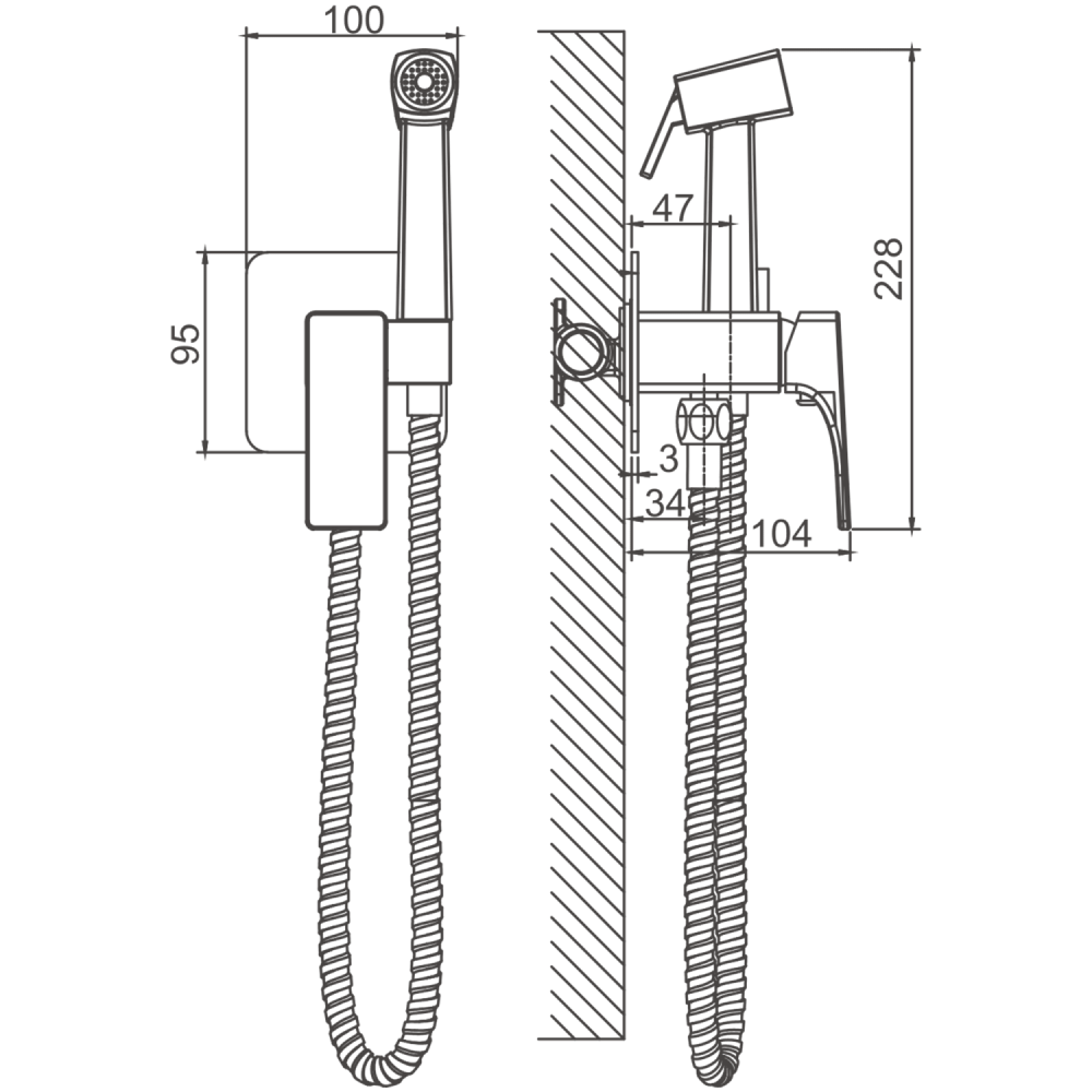Смеситель гигиенический BELZ цвет: черный (B55709-7), артикул B55709-7