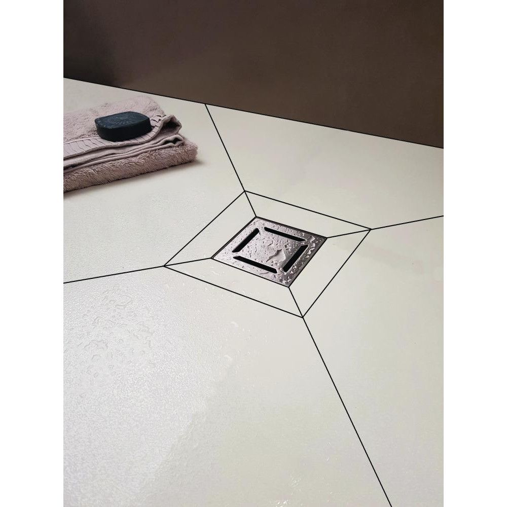 Трап BERGES водосток PLATZ Norma 100х100, матовый хром, S-сифон D50/105 H50 вертикальный