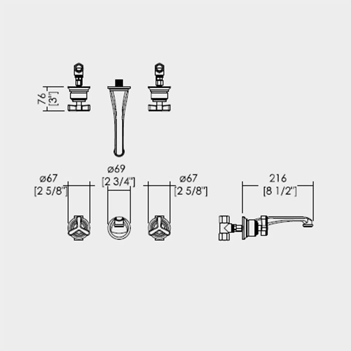 Devon Tribeca Смеситель для раковины ,настенный ,цвет никель блестящий, артикул TRB533NK