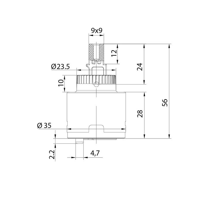 Картридж для смесителя IDDIS керамика, 35 мм, без ножек, 90°, cold-start mirror (999C35D6SMMR), артикул 999C35D6SMMR