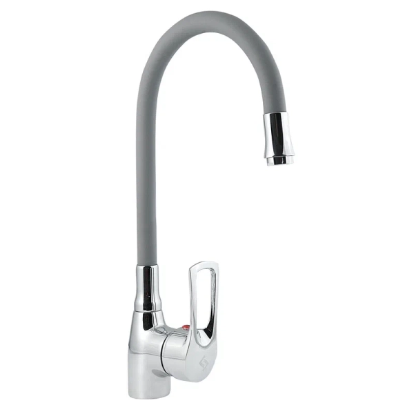 Смеситель для кухни с гибким изливом Славен СЛ-ОД-Ц2Г, хром/серый