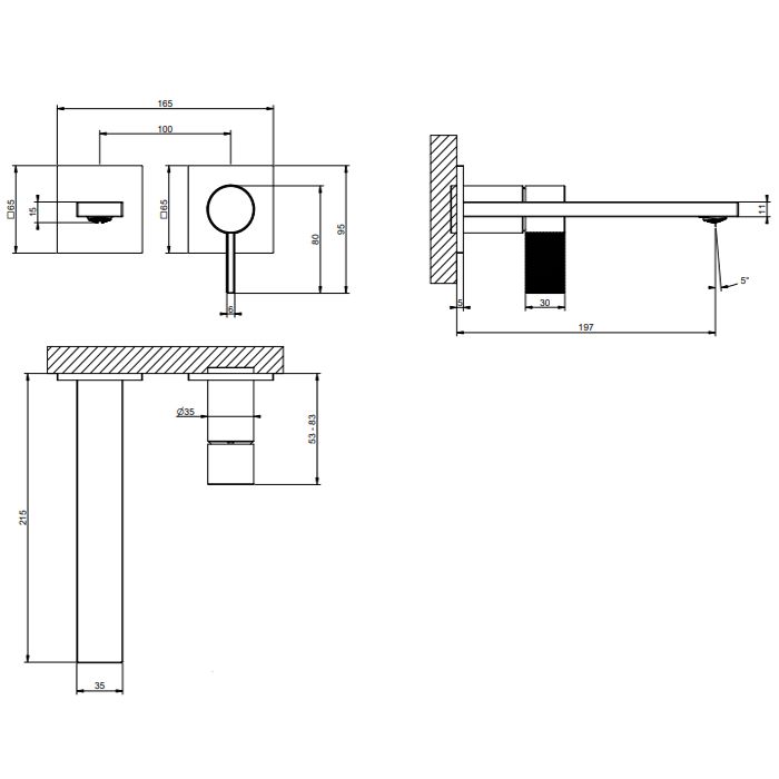 GESSI  INVERSO DIAMANTATO Внешняя часть настенного смесителя для раковины, цвет: Warm Bronze Br PVD