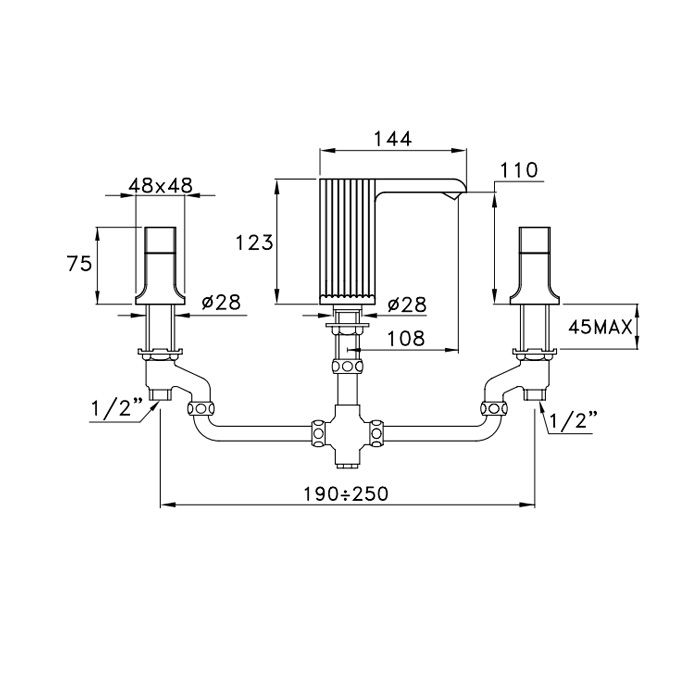 Stella Casanova Смеситель для раковины на 3 отверстия 3222TR, цвет: хром