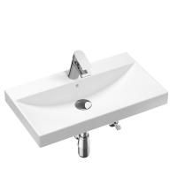 Комплект 5 в 1 Lavinia Boho Bathroom Sink 21510321, врезная фарфоровая раковина 80 см, смеситель, латунный сифон, донный клапан quick-clac, угловые вентили 2 шт.