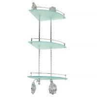 CLEOPATRA Полка c галереей угловая тройная, стекло матовое/хром