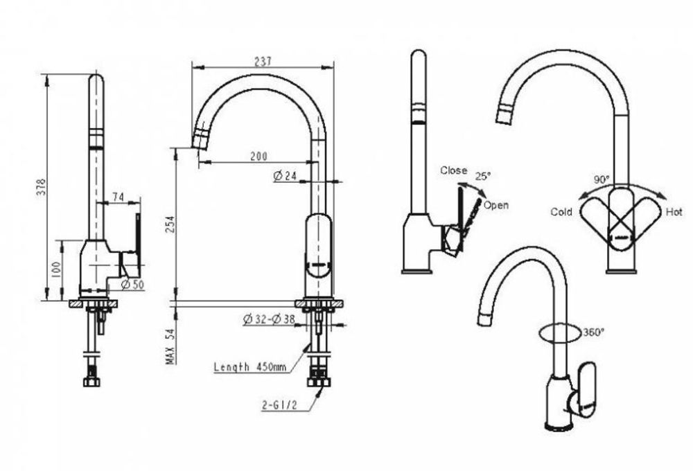 Смеситель для кухни Bravat Louise F7191183CP-RUS, хром