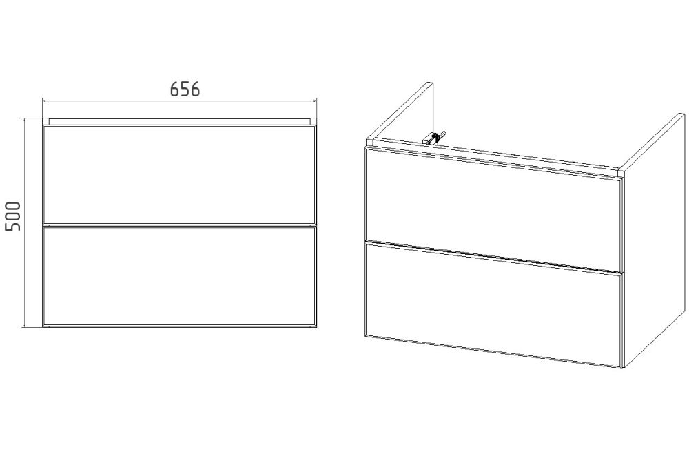 Тумба VIANT "София" 2 ящика подвесная графит 425х655х500 под раковину .S-UM-COM70/1-w (COMO 70) (VSOF70COG-T2YP), артикул VSOF70COG-T2YP
