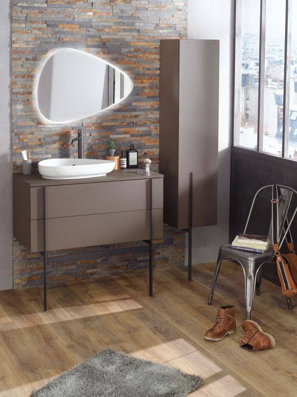 EB3041-NR2 тумба под раковину NOUVELLE VAGUE 2 ящика /120x51,2x46,8/ (коричневая кожа), артикул EB3041-NR2