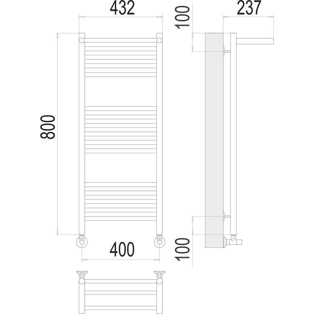 Полотенцесушитель водяной с полкой Terminus Аврора П16 40х80