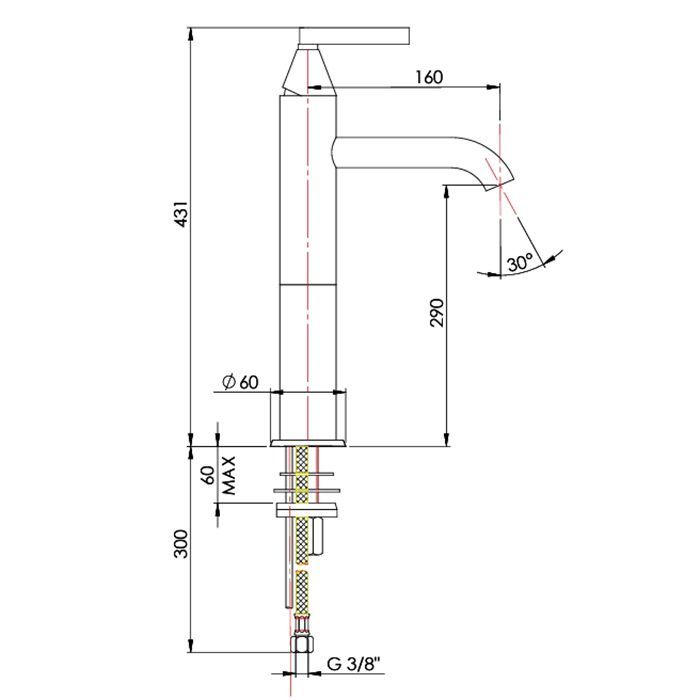 Nicolazzi Flag  Смеситель  для раковины однорычажный, без донного клапана, , цвет хром