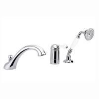 Nicolazzi P.m. Blanc Смеситель на борт ванны на 3 отверстия, с изливом 200мм и ручным душем, ручки белая керамика, цвет: хром