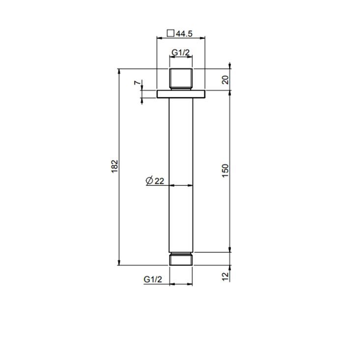 Fima Carlo Frattini Soffioni Кронштейн для верхнего душа, потолочный, 15см- 1/2”, цвет: чёрный матовый