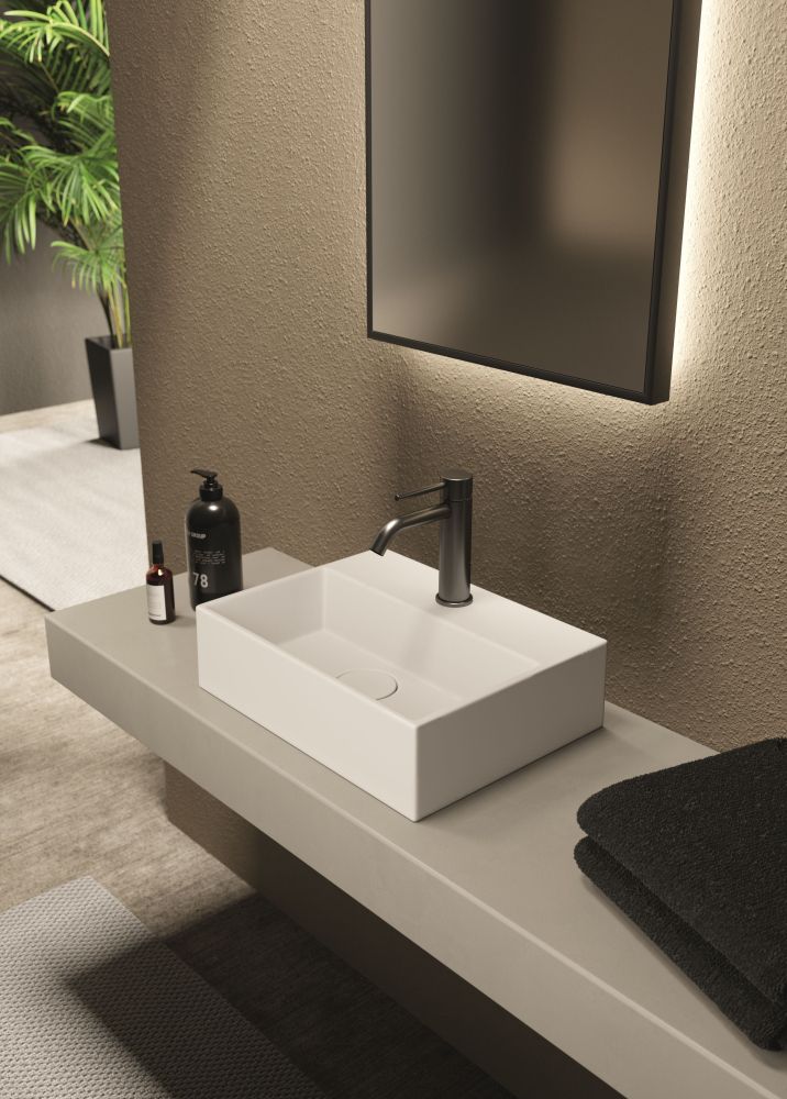 Alice Spy, подвесная прямоугольная раковина 40x30x11h см c крепежом fix01, цвет белый глянцевый, артикул 34120101