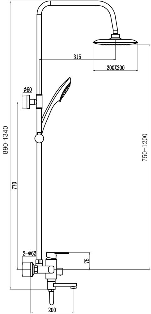 Душевая система Fmark FM2402, хром, артикул FM2402