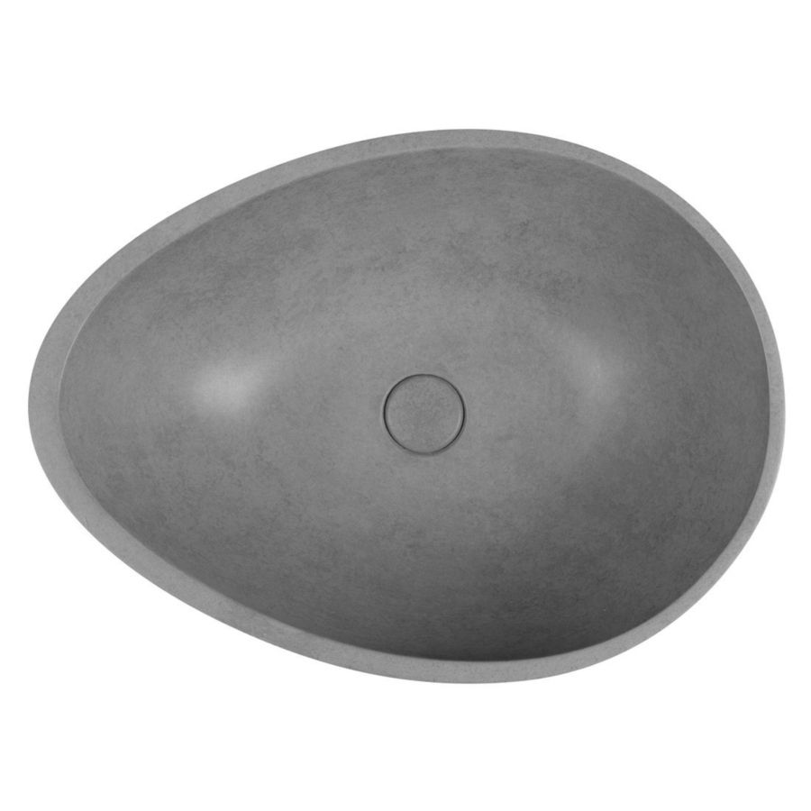 Раковина-чаша PUNC из искусственного камня, со сливом, 53x39 см, на столешницу, тигрово-серый, Sapho