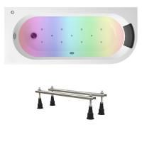 Аэромассажный комплект с хромотерапией 5 в 1 Lavinia Boho Art II 363610AC, акриловая ванна 170x72,5 см (левый разворот), ножки с монтажным набором, подголовник, хромотерапия, аэромассаж