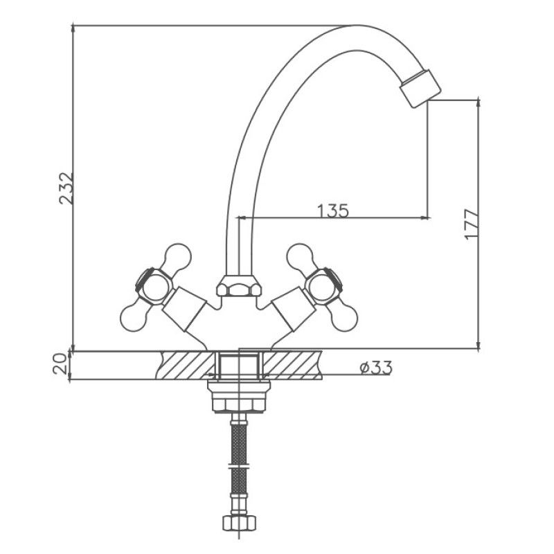 Смеситель для кухни Cron CN4119-2, хром