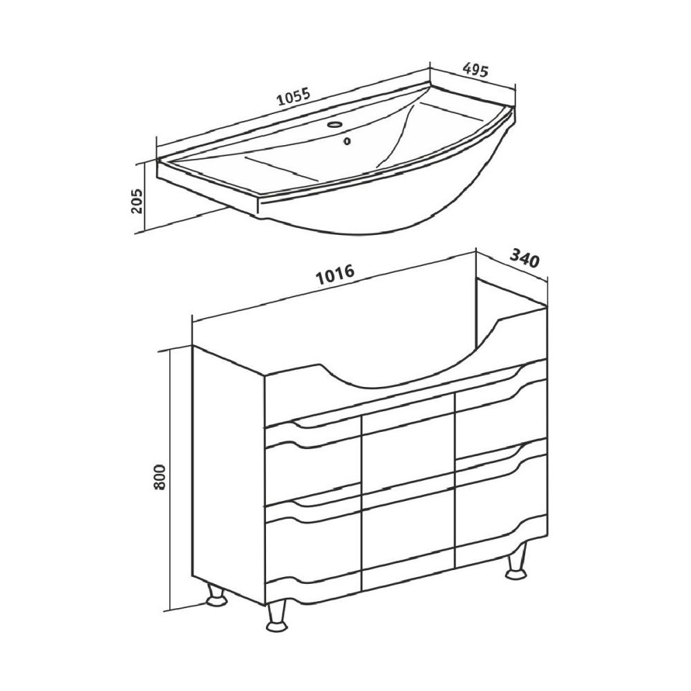 Тумба Runo Стиль 105 под умывальник УТ000001524 (Стиль 105) (00000001118), артикул 00000001118