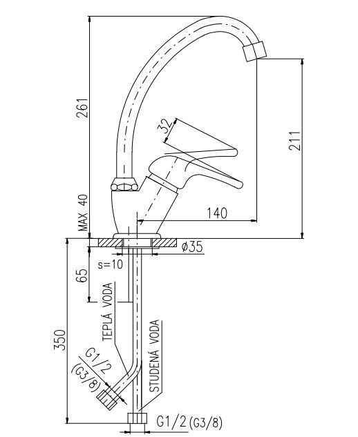 Смеситель для кухни Rav Slezak Sazava SA006.5/1