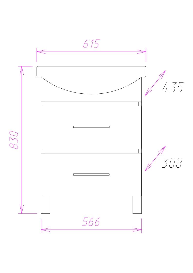 Тумба Onika Дельта 60 напольная, ясень шимо (ум. Грация 60)