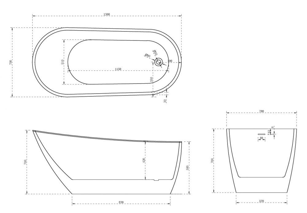 Акриловая ванна ABBER AB9353-1.3