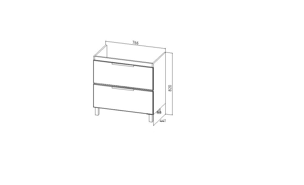 Тумба VIANT "Берлин" 2 ящика цемент 441х766х820 под раковину .S-UM-MOD80/1 (MODUO 80) (VBER80MDC-T2Y), артикул VBER80MDC-T2Y