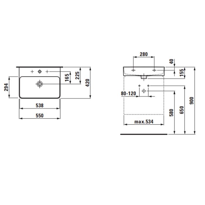 Laufen VAL Раковина 550х420мм с 1 отв. под смеситель, с покр. LLC, цвет: белый Laufen VAL Раковина 550х420мм с 1 отв. под смеситель, с покр. LLC, цвет: белый