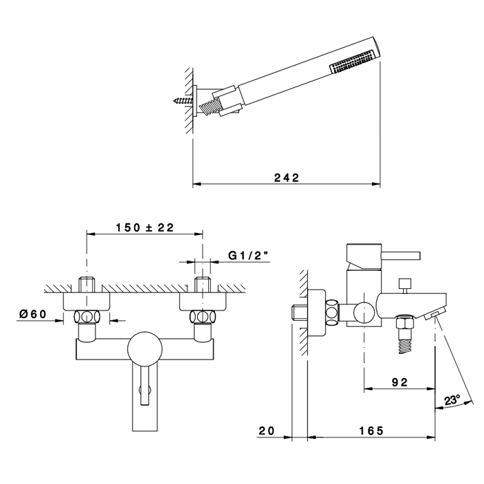 Nicolazz Olympus Смеситель для ванны на 2 отверстия, с душевой лейкой, цвет: хром, артикул 3701CR