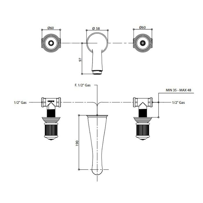 Bongio Impero Смеситель для раковины, цвет хром/Swarovski