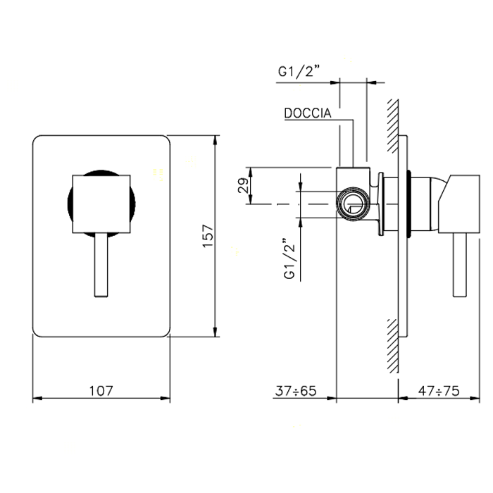 Nicolazzi Antelao Смеситель для душа встраиваемый на 1 отверствие, цвет: хром, артикул 3806CR
