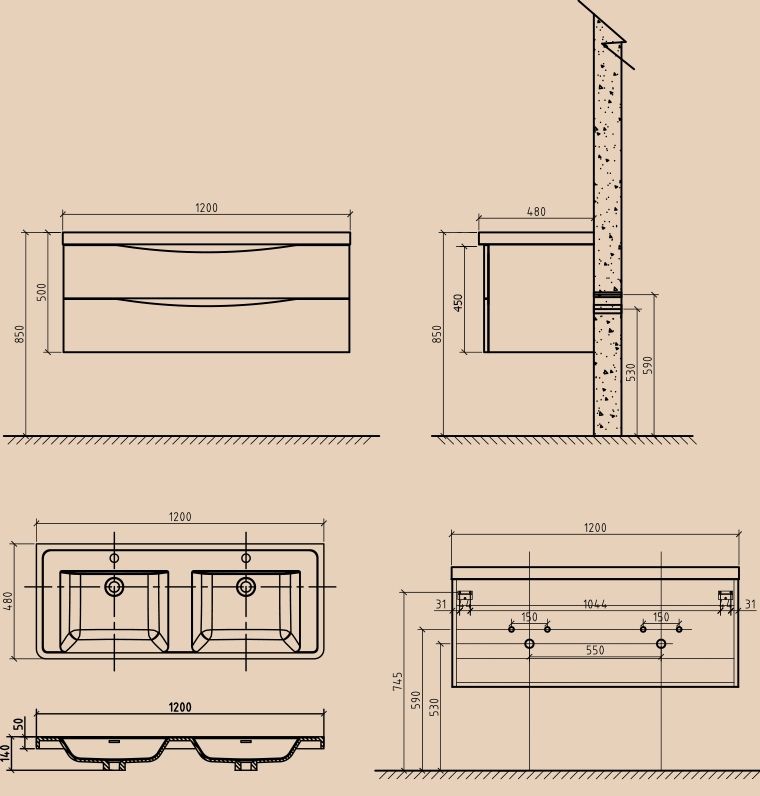 Тумба под раковину BelBagno Ancona-N 120 2 ANCONA-N-1200-2C-SO-2-RW подвесная Rovere moro Тумба под раковину BelBagno Ancona-N 120 2 ANCONA-N-1200-2C-SO-2-RW подвесная Rovere moro