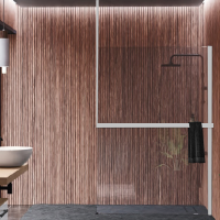 NOVELLINI KUADRA H Душевое ограждение 1570-1600х2050 мм., с свободным входом, с настенным кронштейном, стекло прозрачное, профиль белый матовый