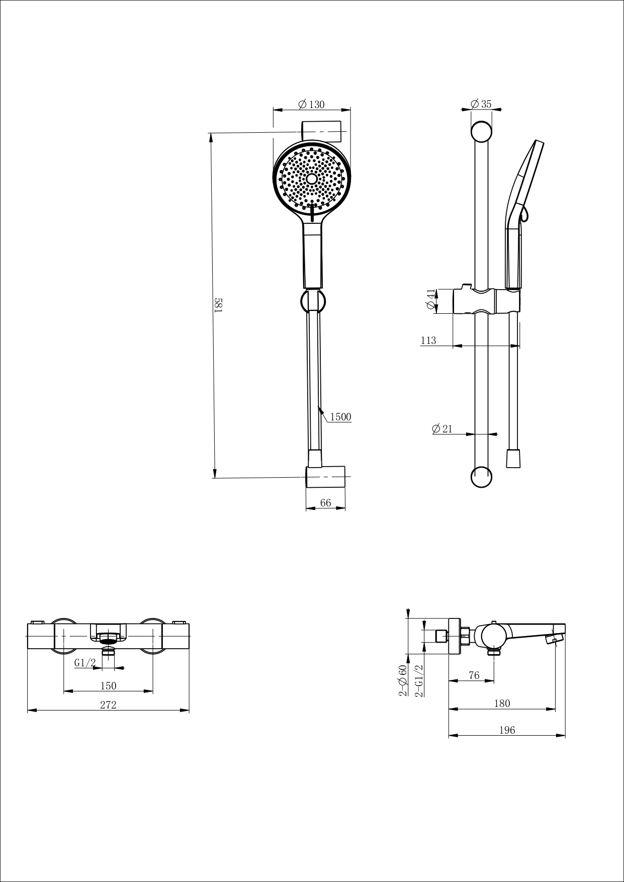Смеситель для ванны с душем и термостатом WONZON & WOGHAND, Брашированное золото (WW-C2018-A-BG)