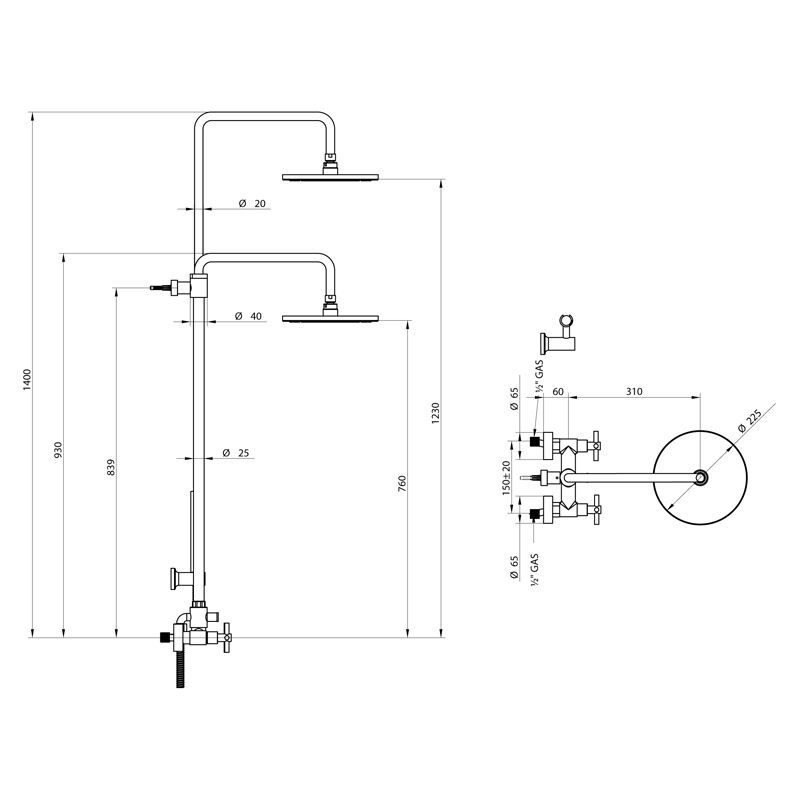 Bongio T Cross Смеситель для душа, цвет хром, артикул 30537CR0D