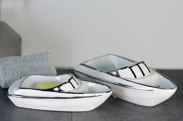 Casablanca, фигурка большая керамическая "Катер", цвет бело-серебристый