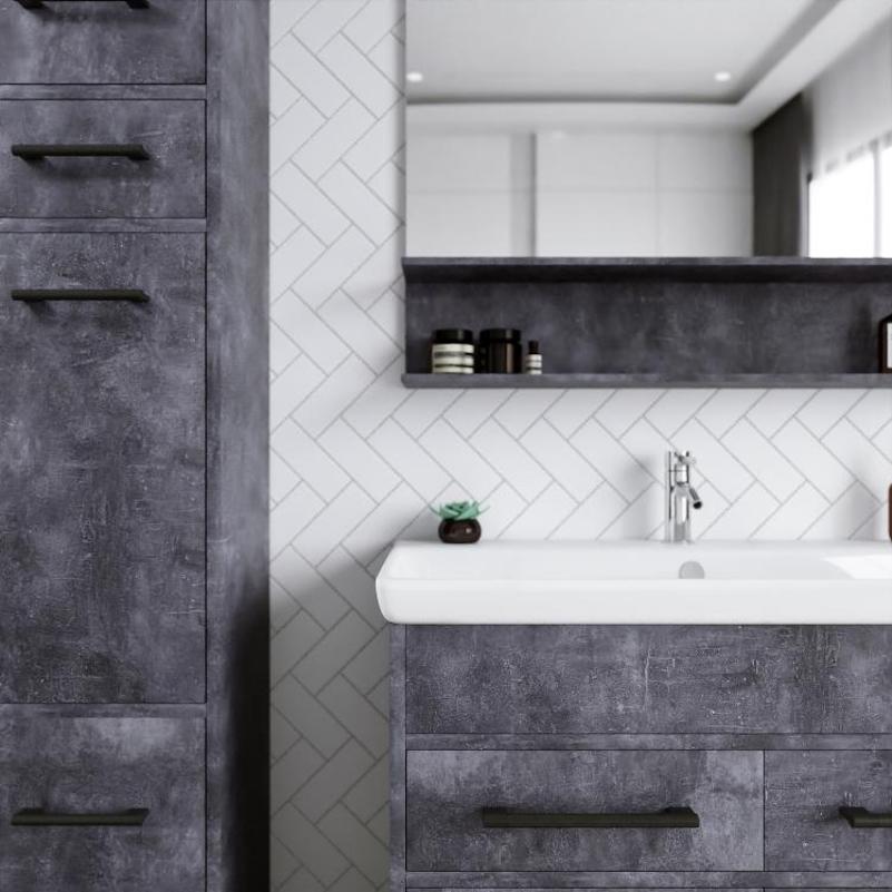 Тумба под раковину напольная Бриклаер ЧИЛИ цемент, 90 см, артикул 4627125415241