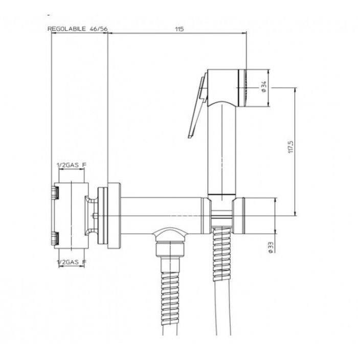 BOSSINI PALOMA Гигиенический душ с прогрессивным смесителем, лейка пластиковая, шланг Cromolux, цвет белый матовый BOSSINI PALOMA Гигиенический душ с прогрессивным смесителем, лейка пластиковая, шланг Cromolux, цвет белый матовый