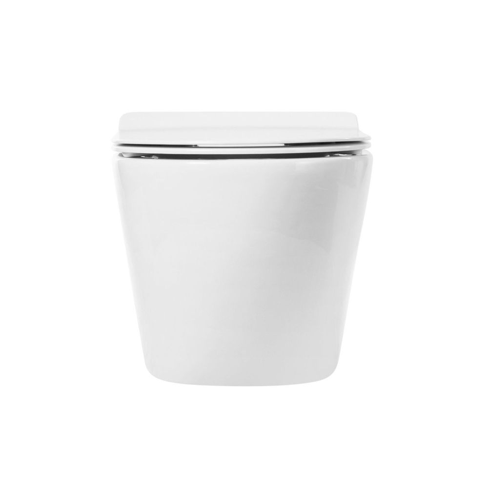 OVALE Унитаз подвесной безободковый с сиденьем в комплекте AM011CHR/SC, артикул AM011CHR/SC