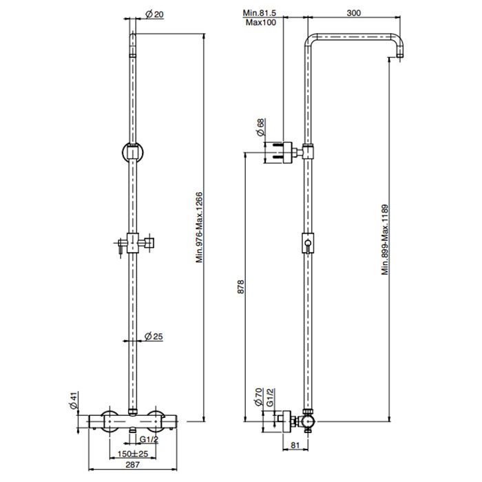 FIMA|Carlo Frattini Wellness Смеситель для душа внешнего монтажа, термостатический, с душевой стойкой, цвет хром