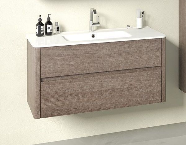 IBX ASUN, тумба под раковину 100 см, 2 ящика без ручек, цвет белый глянцевый лак